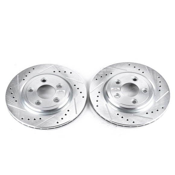 PowerStop Evolution Drilled Slotted Rotors Pair Rear For Jaguar S-Type