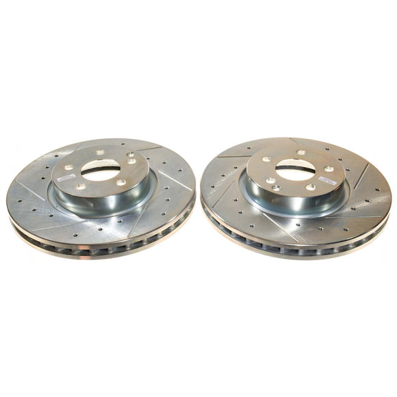 PowerStop Evolution Drilled Slotted Rotors Pair Front For Mercedes-Benz C350