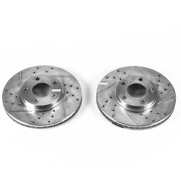 PowerStop Evolution Drilled Slotted Rotors Pair Front For Volkswagen Passat
