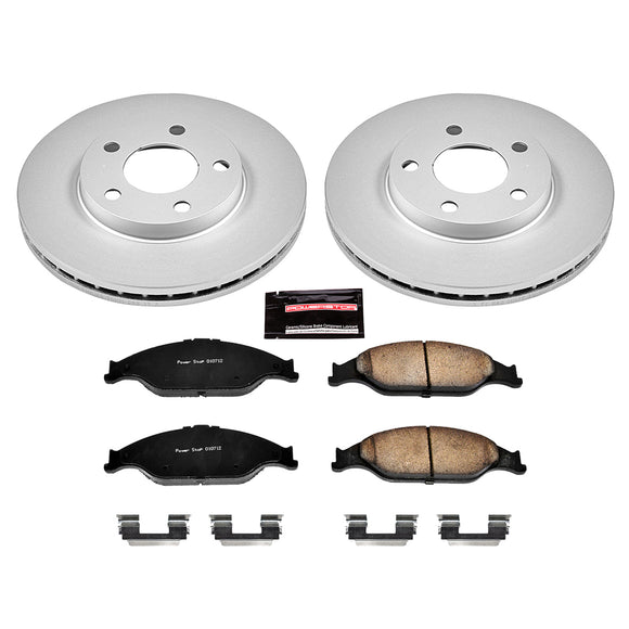 PowerStop Genuine Geomet Coated Rotor and Low-Dust Ceramic Brake Pad Kit