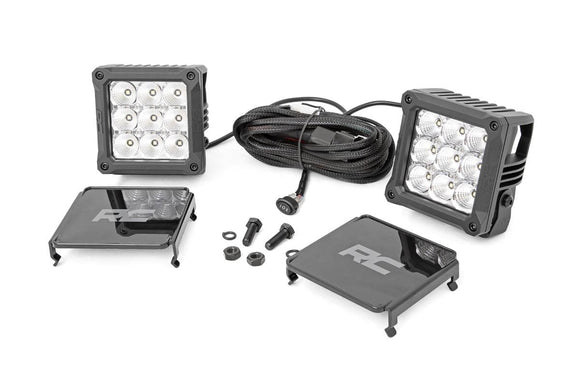 Rough Country 4" Chrome Series Square LED Cube Lights White DRL
