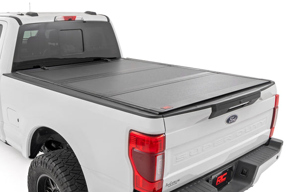 Rough Country Hard Tri-Fold Bed Cover 6'10" Bed For Ford Super Duty 17-23