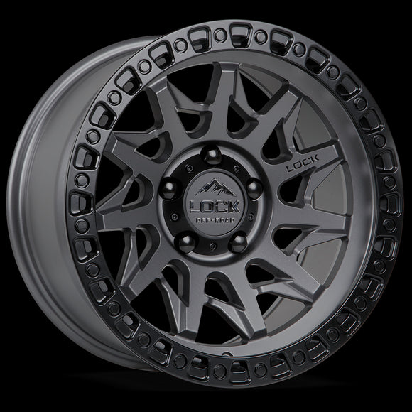 20x10 Lock Off-Road Lunatic Gray Black Ring 6x139.7 6x5.5 ET-18 Wheel
