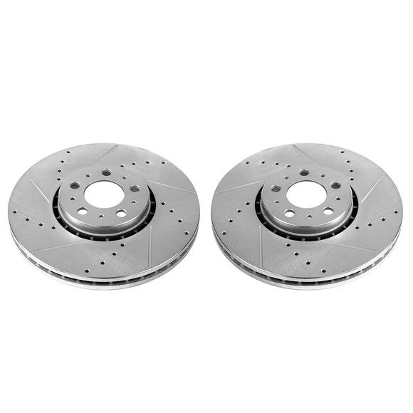 PowerStop Evolution Drilled Slotted Rotors Pair Front For Volvo XC90