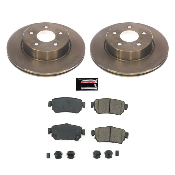 PowerStop OE Stock Replacement Low-Dust Ceramic Brake Pad and Rotor Kit