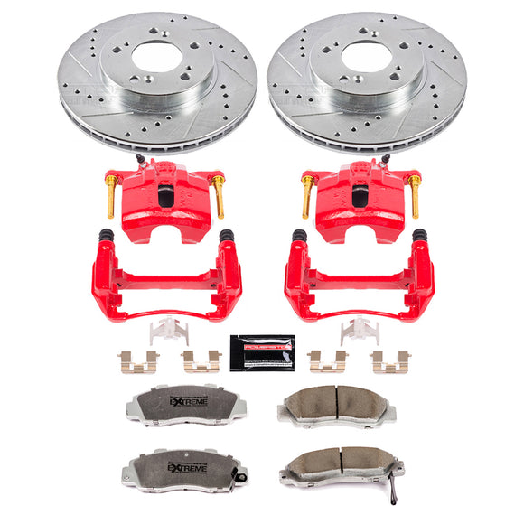 PowerStop Z26 Street Performance Ceramic Brake Pad, Drilled Slotted Rotor, and C