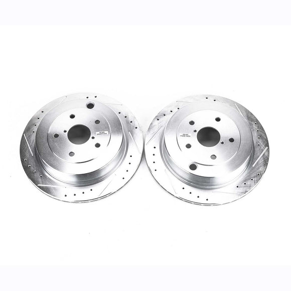 PowerStop Evolution Drilled Slotted Rotors Pair Rear For Subaru B9 Tribeca
