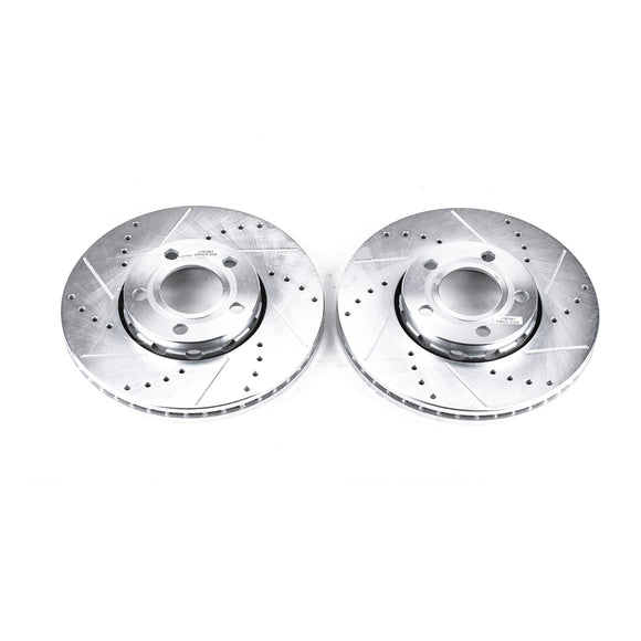 PowerStop Evolution Drilled Slotted Rotors Pair Front For Audi A6