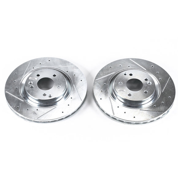 PowerStop Evolution Drilled Slotted Rotors Pair Front For Mercedes-Benz C320
