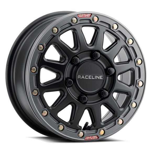 17x7 Raceline A14BG Alpha Black With Gunmetal Ring 4x137 ET25 Wheel