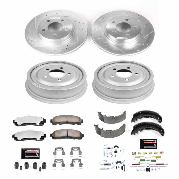 PowerStop Z36 Ceramic Brake Pads with Drilled Slotted Rotors and Drum Shoe Kit