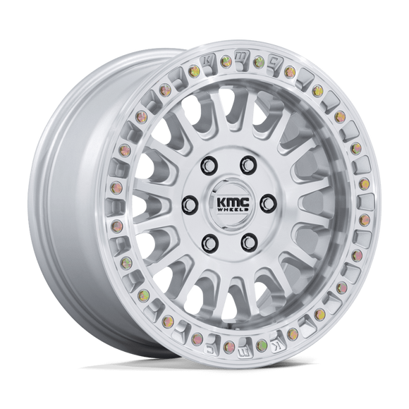 17x8 KMC KM552 IMS Gloss Silver Machined Face 6x139.7 ET32 CB106.1 Wheel