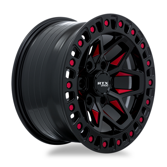 20x9 RTX Zion Black Milled Red 5x127 ET-15 wheel/rim