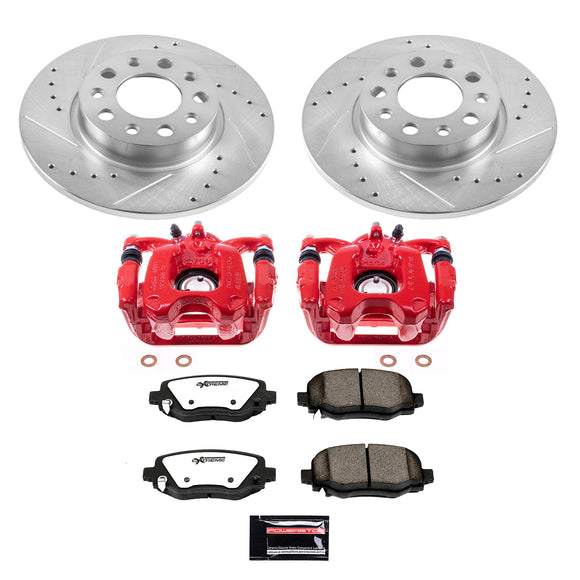 PowerStop Z36 Truck and SUV Ceramic Brake Pad, Drilled & Slotted Rotor, and Cali