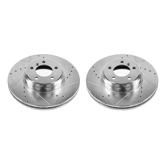 PowerStop Evolution Drilled Slotted Rotors Pair Front For LRover Range Rover