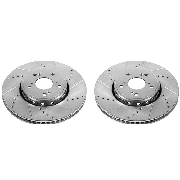 PowerStop Evolution Drilled Slotted Rotors Pair Front For Acura RDX