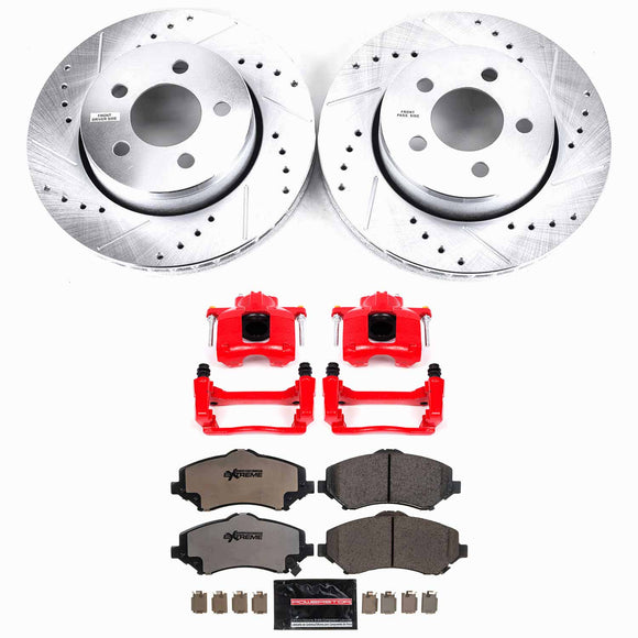 PowerStop Z36 Truck and SUV Ceramic Brake Pad, Drilled & Slotted Rotor, and Cali