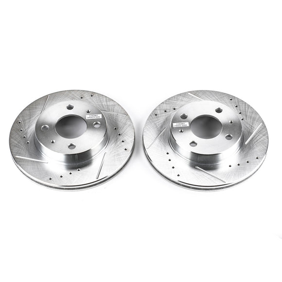 PowerStop Evolution Drilled Slotted Rotors Pair Front For Nissan 200SX
