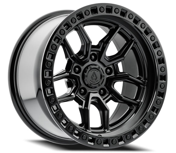 17x9 Arena Wheel Hustle Satin Black Center Glossy Black Lip 5x127 ET0 CB71.5