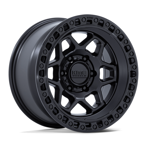 17x9 KMC KM553 Torx Matte Black With Gloss Black Lip 5x127 ET-12 CB71.5 Wheel
