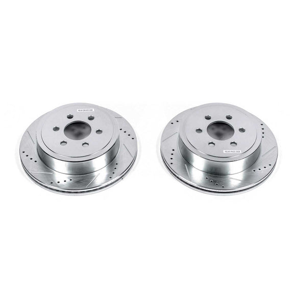 PowerStop Evolution Drilled Slotted Rotors Pair Rear For Dodge Durango