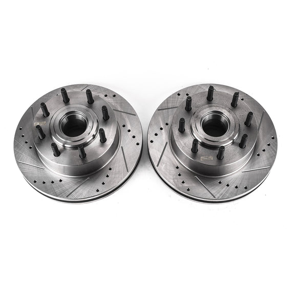 PowerStop Evolution Drilled Slotted Rotors Pair Front For Ford F-250 Super Duty