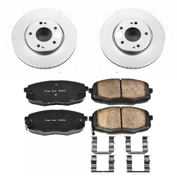 PowerStop Genuine Geomet Coated Rotor and Low-Dust Ceramic Brake Pad Kit