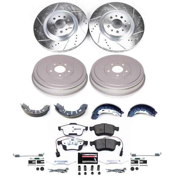 PowerStop Z36 Ceramic Brake Pads with Drilled Slotted Rotors and Drum Shoe Kit