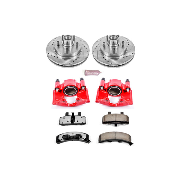 PowerStop Z36 Truck and SUV Ceramic Brake Pad, Drilled & Slotted Rotor, and Cali