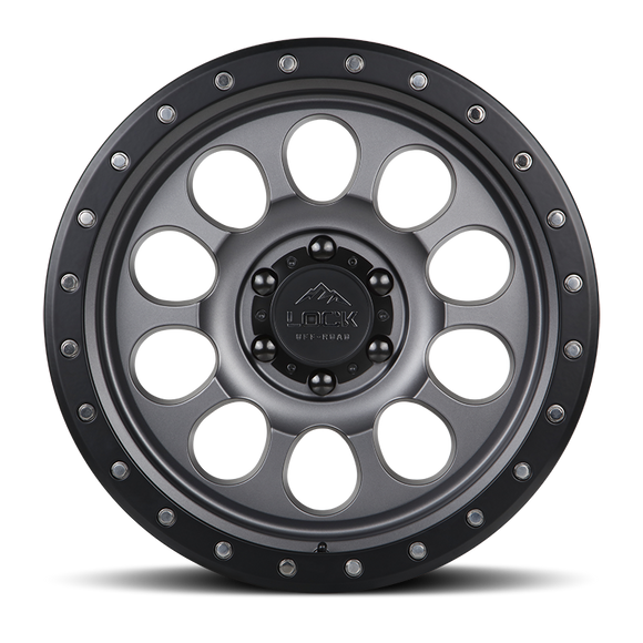 20x9 Lock Off-Road .50 CAL Matte Gray Black Ring 6x139.7 6x5.5 ET-12 Wheel