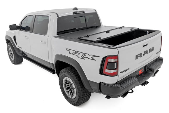 Rough Country Hard Tri-Fold Flip Up Bed Cover Ram 1500 19-23 1500 TRX 21-23