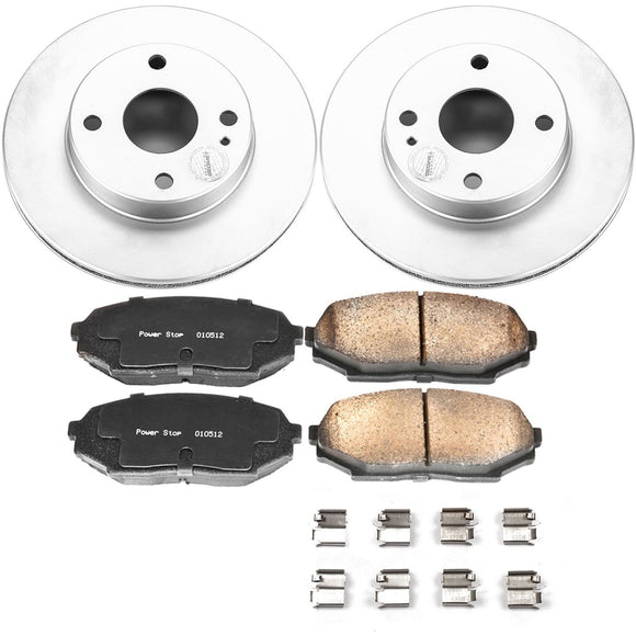 PowerStop Genuine Geomet Coated Rotor and Low-Dust Ceramic Brake Pad Kit