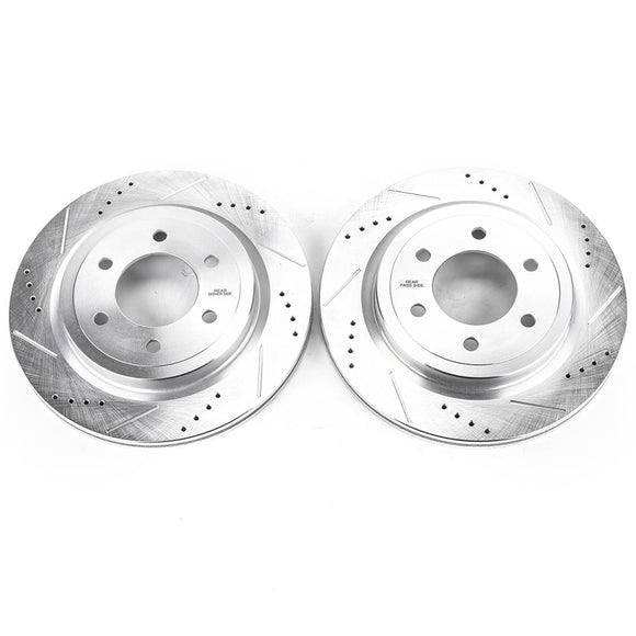 PowerStop Evolution Drilled Slotted Rotors Pair Rear For Ford F-150