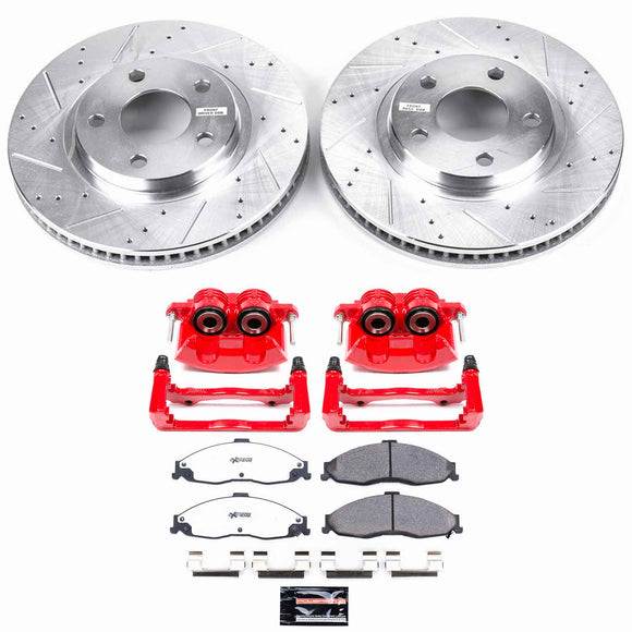 PowerStop Z26 Street Performance Ceramic Brake Pad, Drilled Slotted Rotor, and C