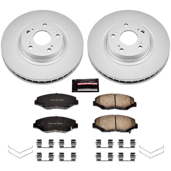 PowerStop Genuine Geomet Coated Rotor and Low-Dust Ceramic Brake Pad Kit