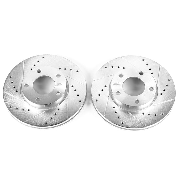 PowerStop Evolution Drilled Slotted Rotors Pair Front For Mazda 3