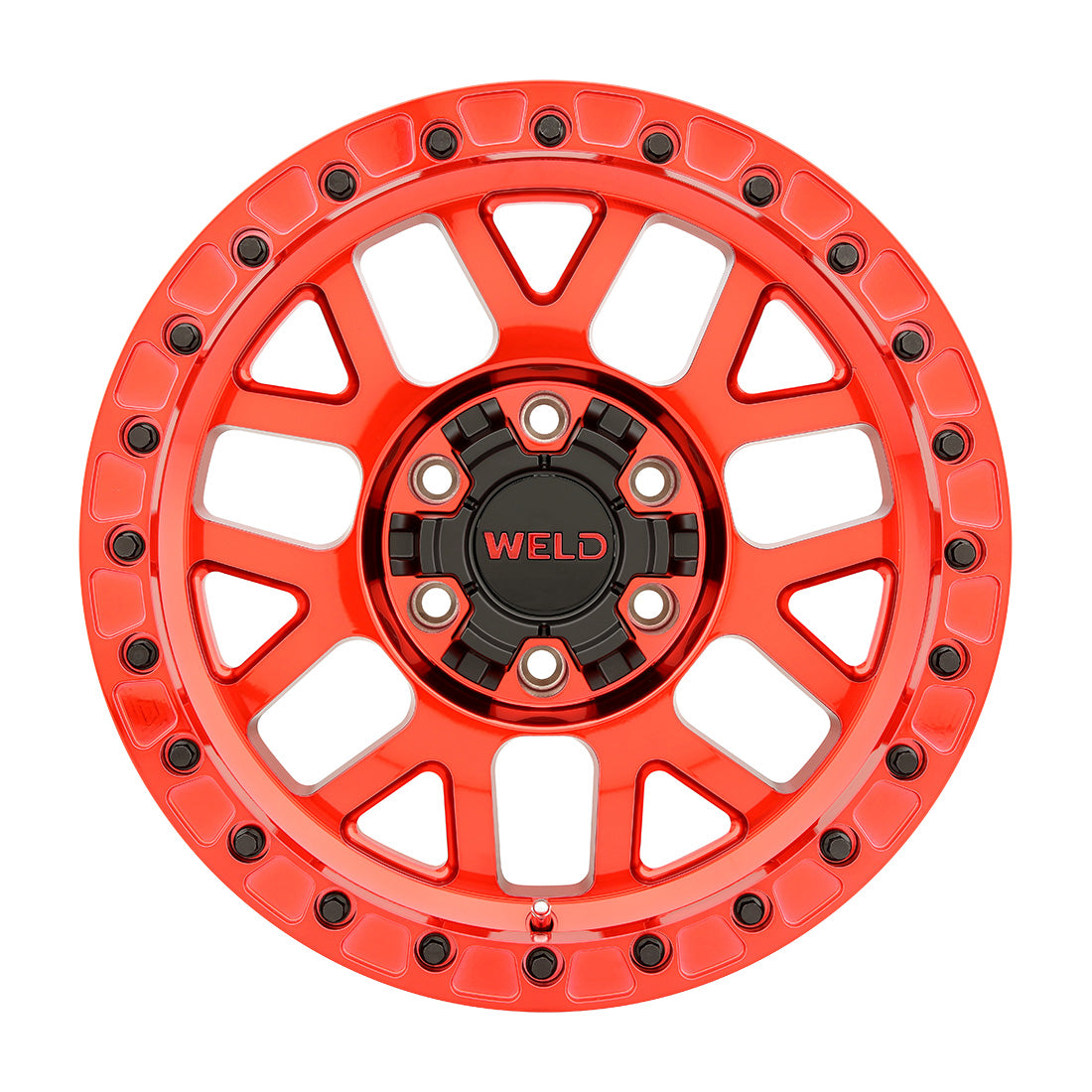 17x9 WELD Off-Road Cinch Beadlock Red 6x135 6x139.7 6x5.5 ET-12 Wheel - 0