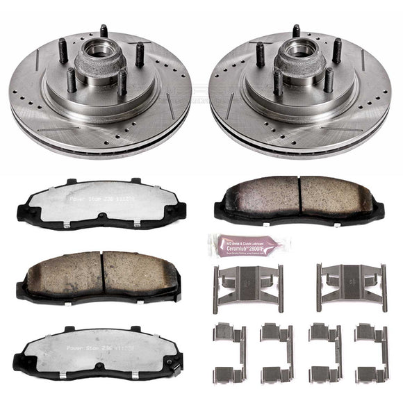 PowerStop Z36 Carbon-Fiber Ceramic Brake Pad with Drilled and Slotted Rotor Kit