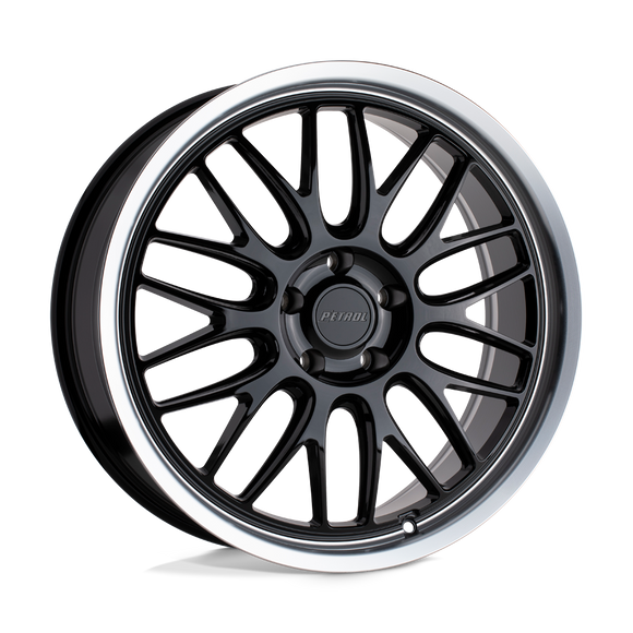 20x8.5 Petrol P4C Gloss Black With Machined Lip 5x115 ET40 CB76.1 Wheel Rim