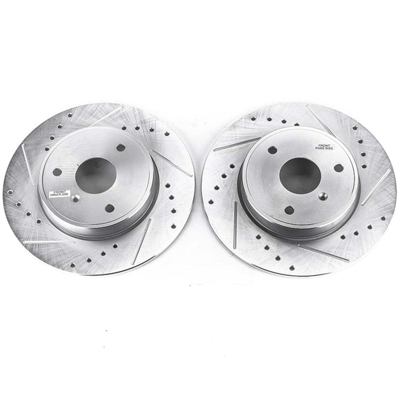 PowerStop Evolution Drilled Slotted Rotors Pair Front For Smart Fortwo
