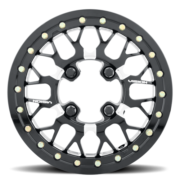 15X10 Vision Storm Gloss Black Milled Spokes 5x114.3 ET25 Wheel Rim