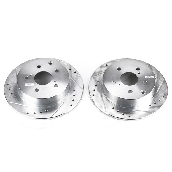 PowerStop Evolution Drilled Slotted Rotors Pair Rear For Pontiac Vibe