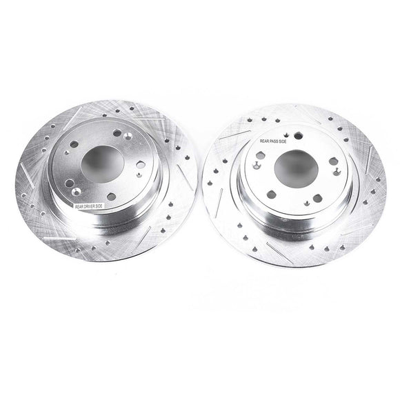 PowerStop Evolution Drilled Slotted Rotors Pair Rear For Honda Accord