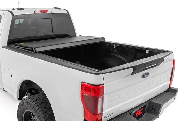 Rough Country Hard Tri-Fold Bed Cover 6'10" Bed For Ford Super Duty 17-23