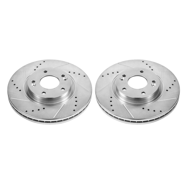 PowerStop Evolution Drilled Slotted Rotors Pair Front For Hyundai Santa Fe