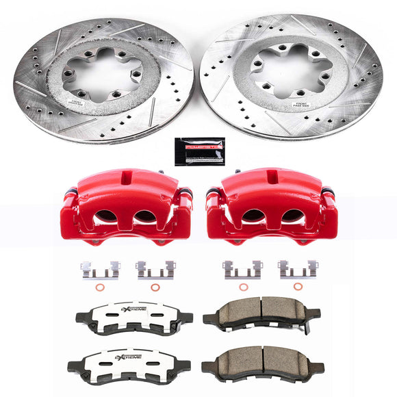 PowerStop Z26 Street Performance Ceramic Brake Pad, Drilled Slotted Rotor, and C