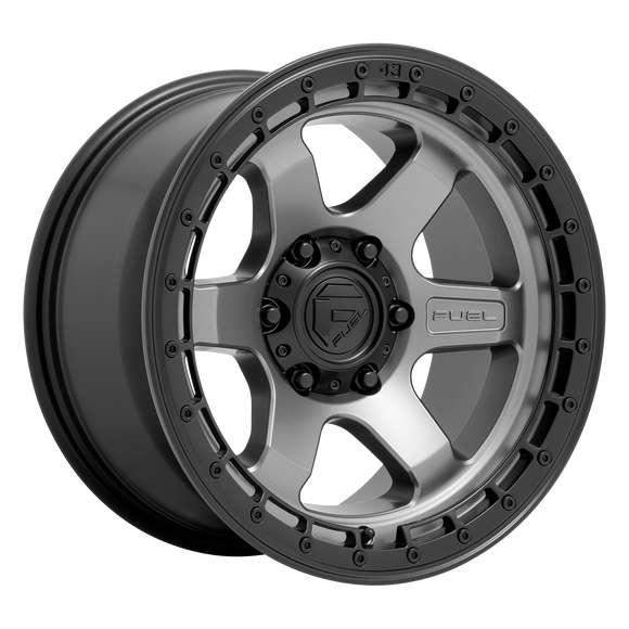 17X9 Fuel D752 BLOCK Matte Gunmetal With Black Ring 6X139.7 ET1 wheel/rim