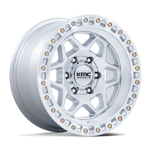 17x8.5 KMC KM553 Torx Gloss Silver With Machined Face 6x139.7 ET25 CB106.1 Wheel