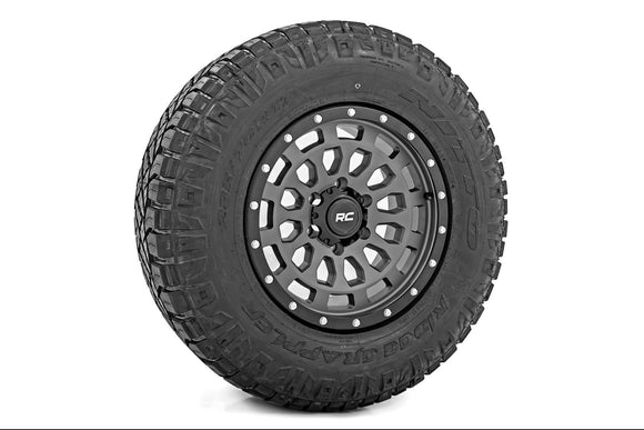 17x8.5 Rough Country 87 Series Gray/Black Wheel 6x5.5 ET0 CB4.173