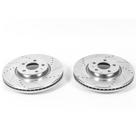 PowerStop Evolution Drilled Slotted Rotors Pair Front For Audi Q5
